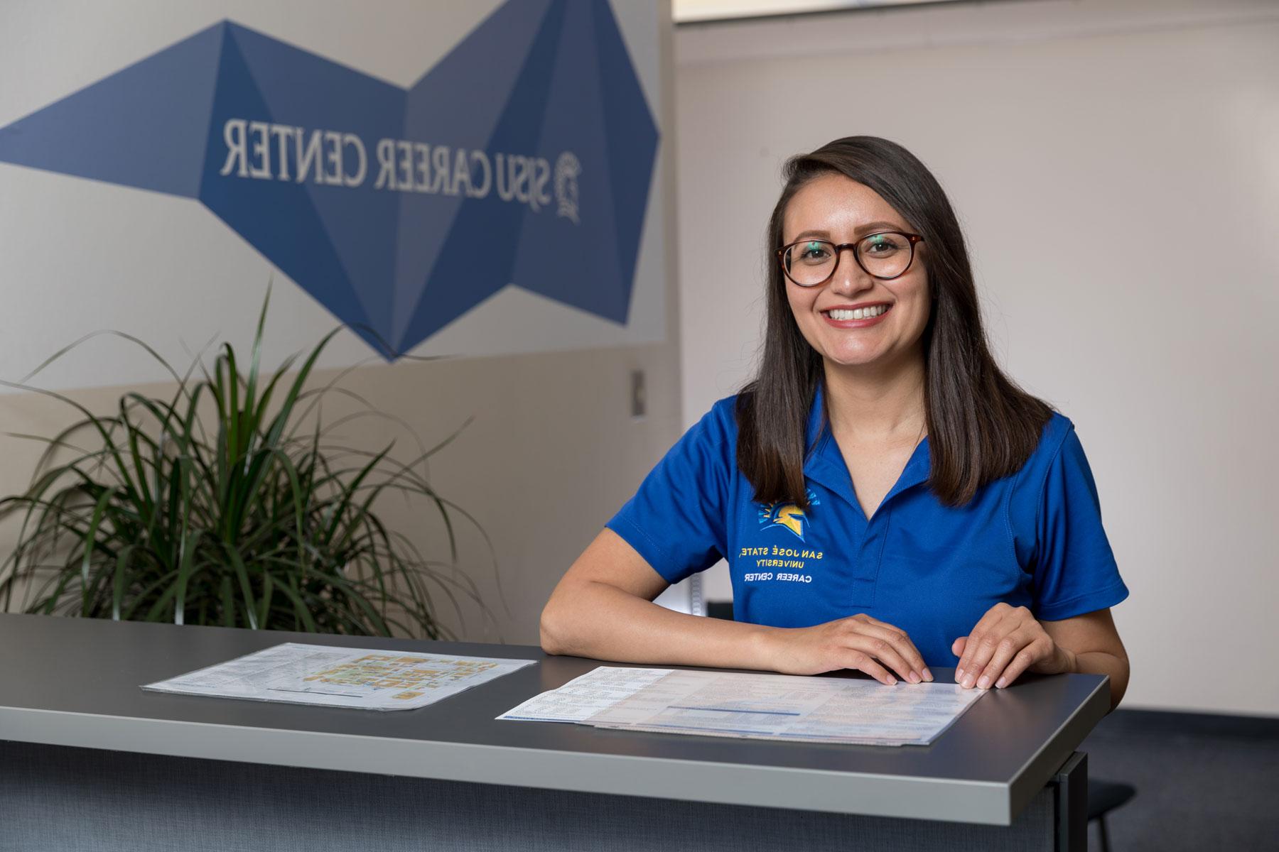 Alumni, Sandra Deleon at the Career Center. 